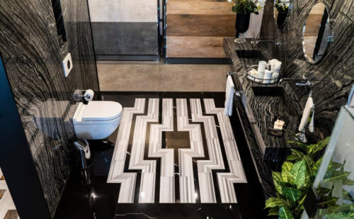 Forest Black Dekorlu Döşeme Mermer Banyo BNY050Forest Black Dekorlu Döşeme Mermer Banyo BNY050