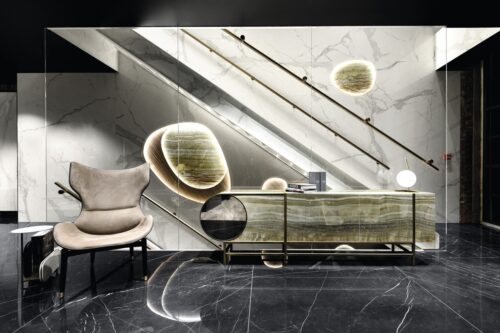 Dark Marquina Fiandre Porselen Zemin Uygulama (PZ-022)